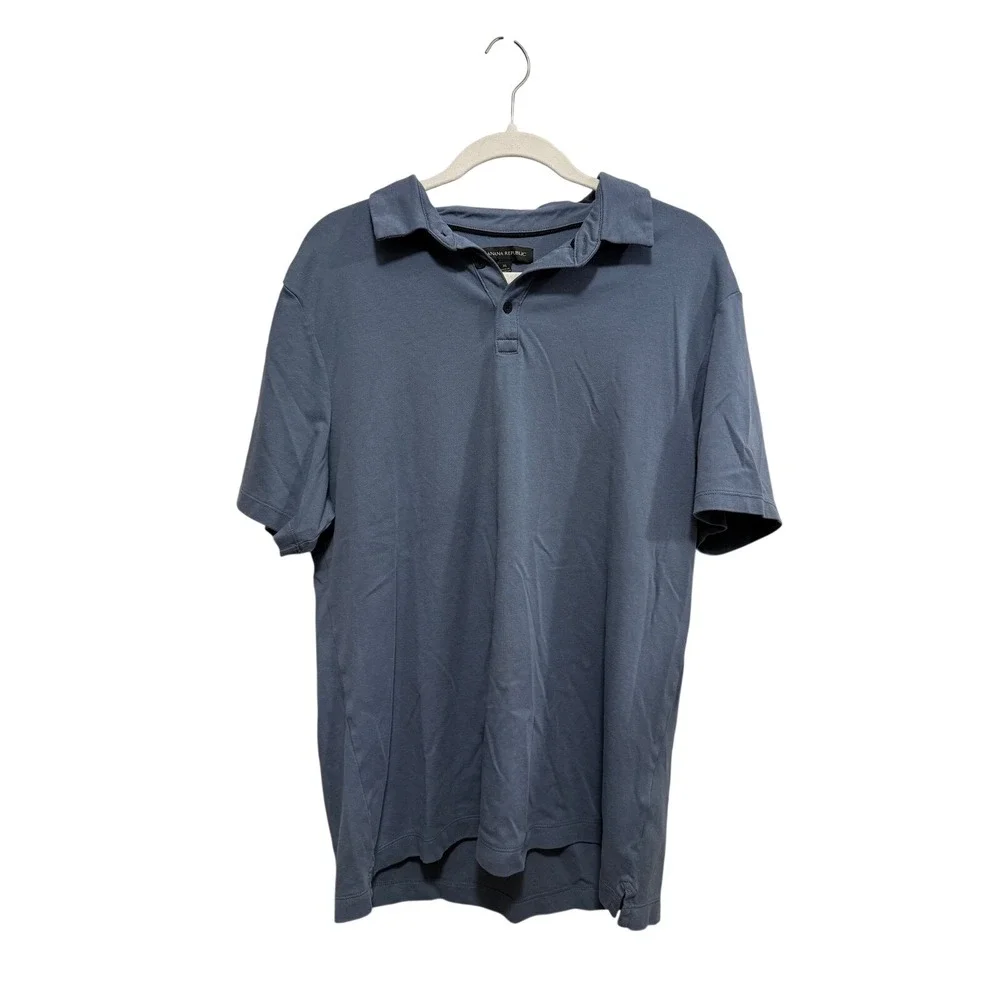 Banana Republic Men's XL Polo Shirt Slate Blue Short Sleeve‎ Cotton Golf Top